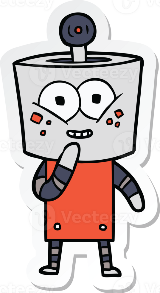 sticker of a happy cartoon robot giggling png