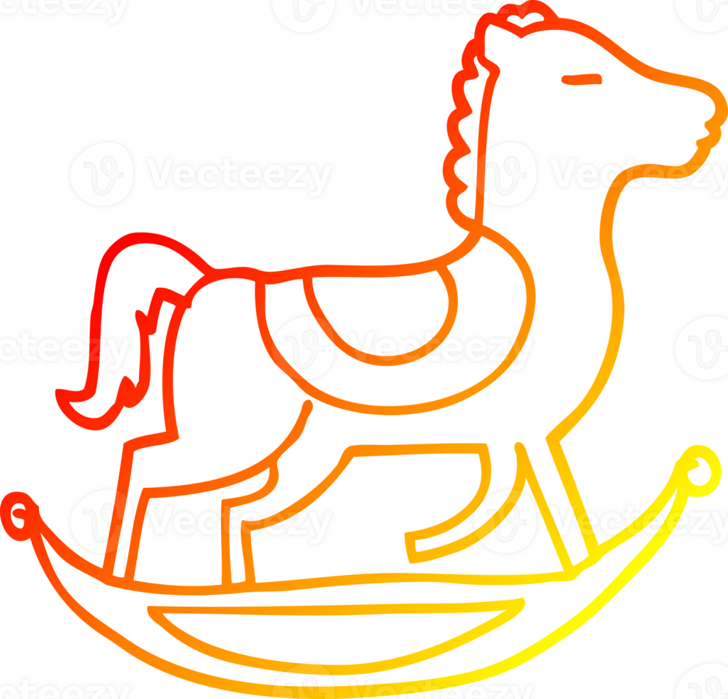 warm gradient line drawing of a cartoon rocking horse png