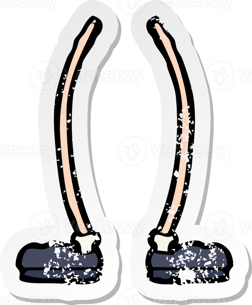 retro distressed sticker of a cartoon legs png