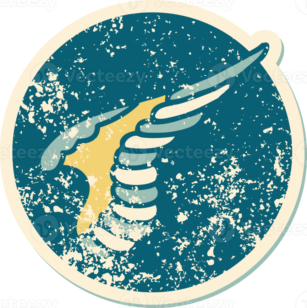 iconic distressed sticker tattoo style image of a wing png