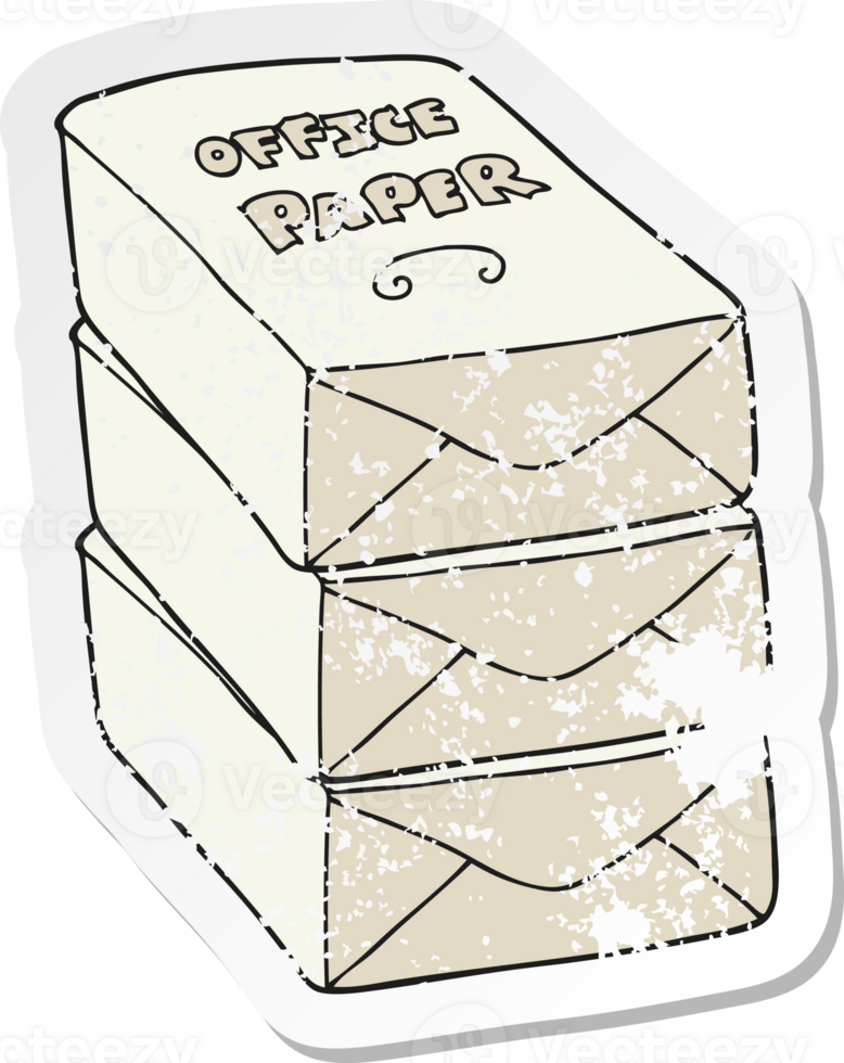 retro distressed sticker of a cartoon office paper stack png