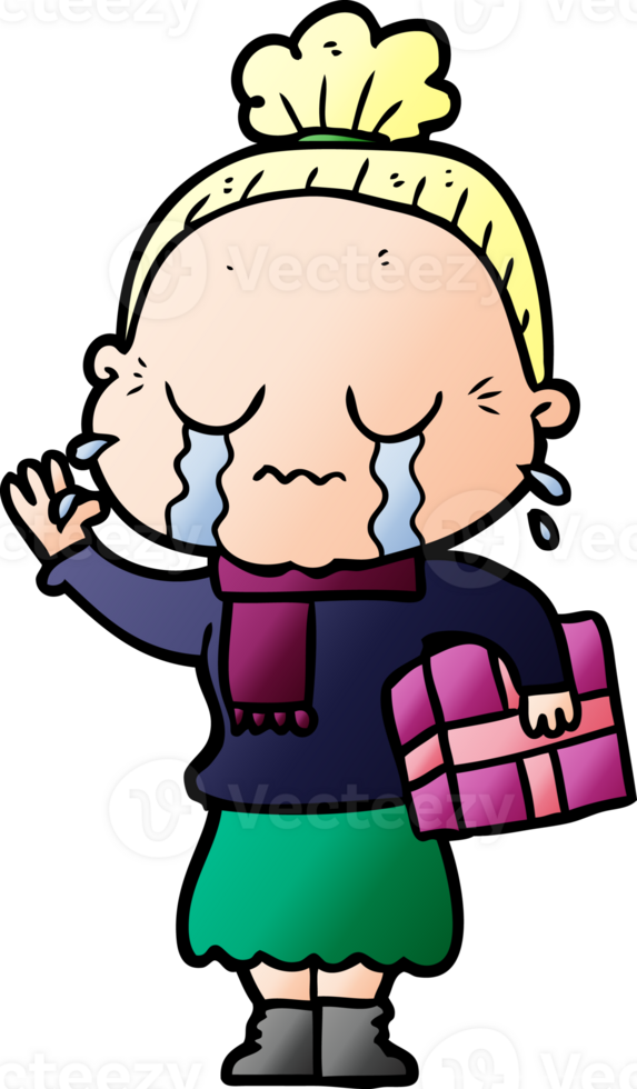 cartoon crying old lady png