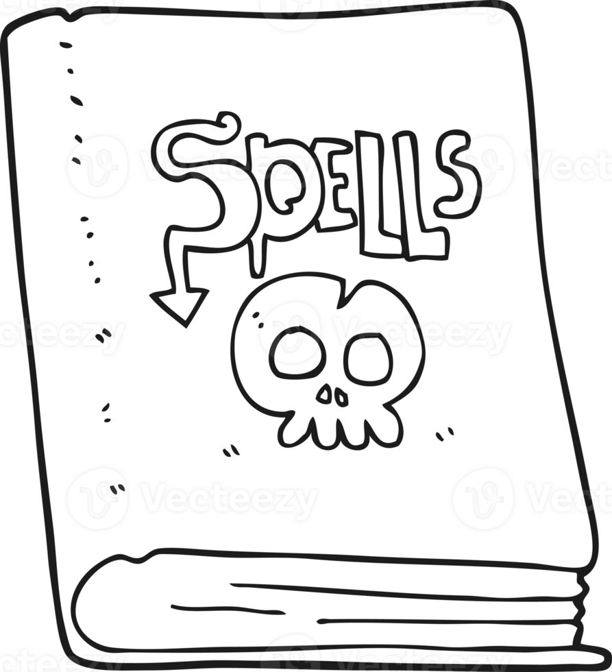 drawn black and white cartoon spell book png