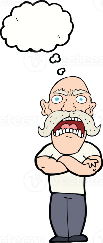 cartoon angry man with thought bubble png