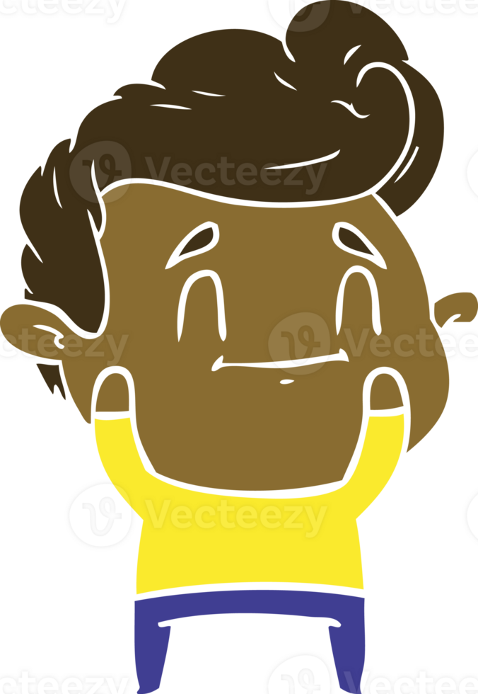 happy flat color style cartoon man png