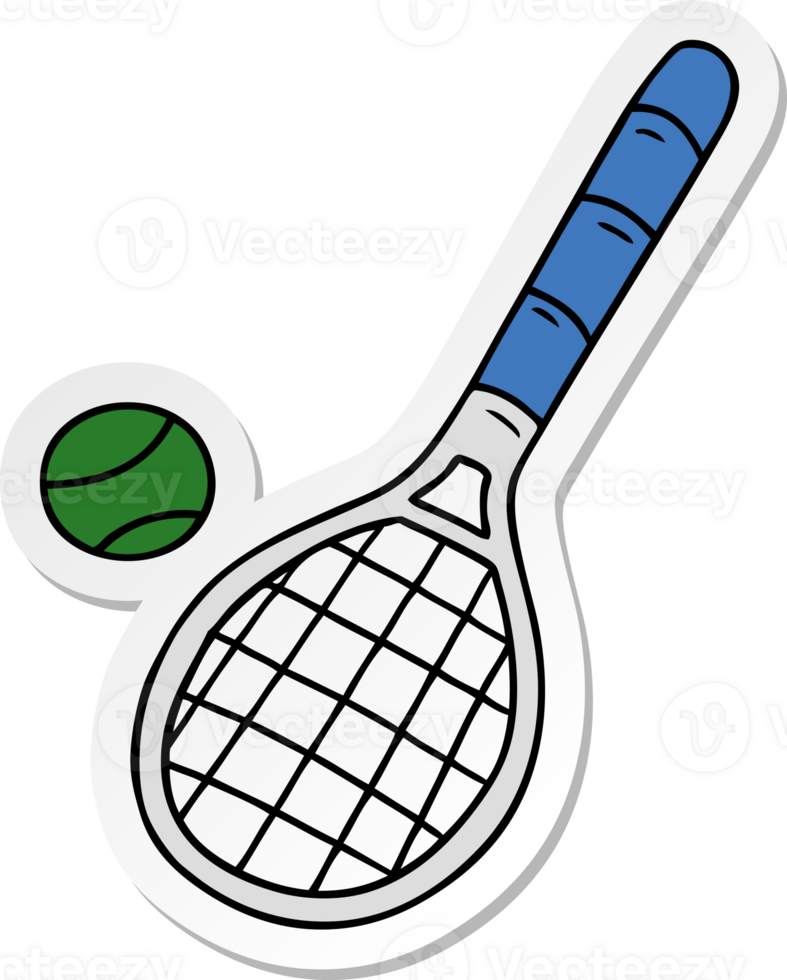 hand drawn sticker cartoon doodle tennis racket and ball png