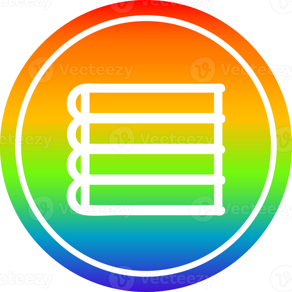 stack of books circular icon with rainbow gradient finish png