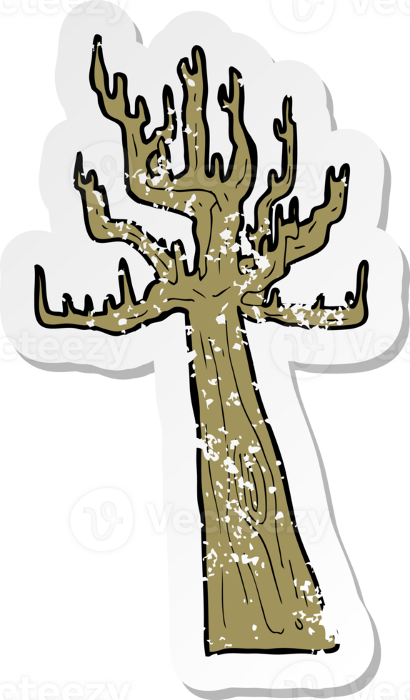 retro distressed sticker of a old bare tree cartoon png