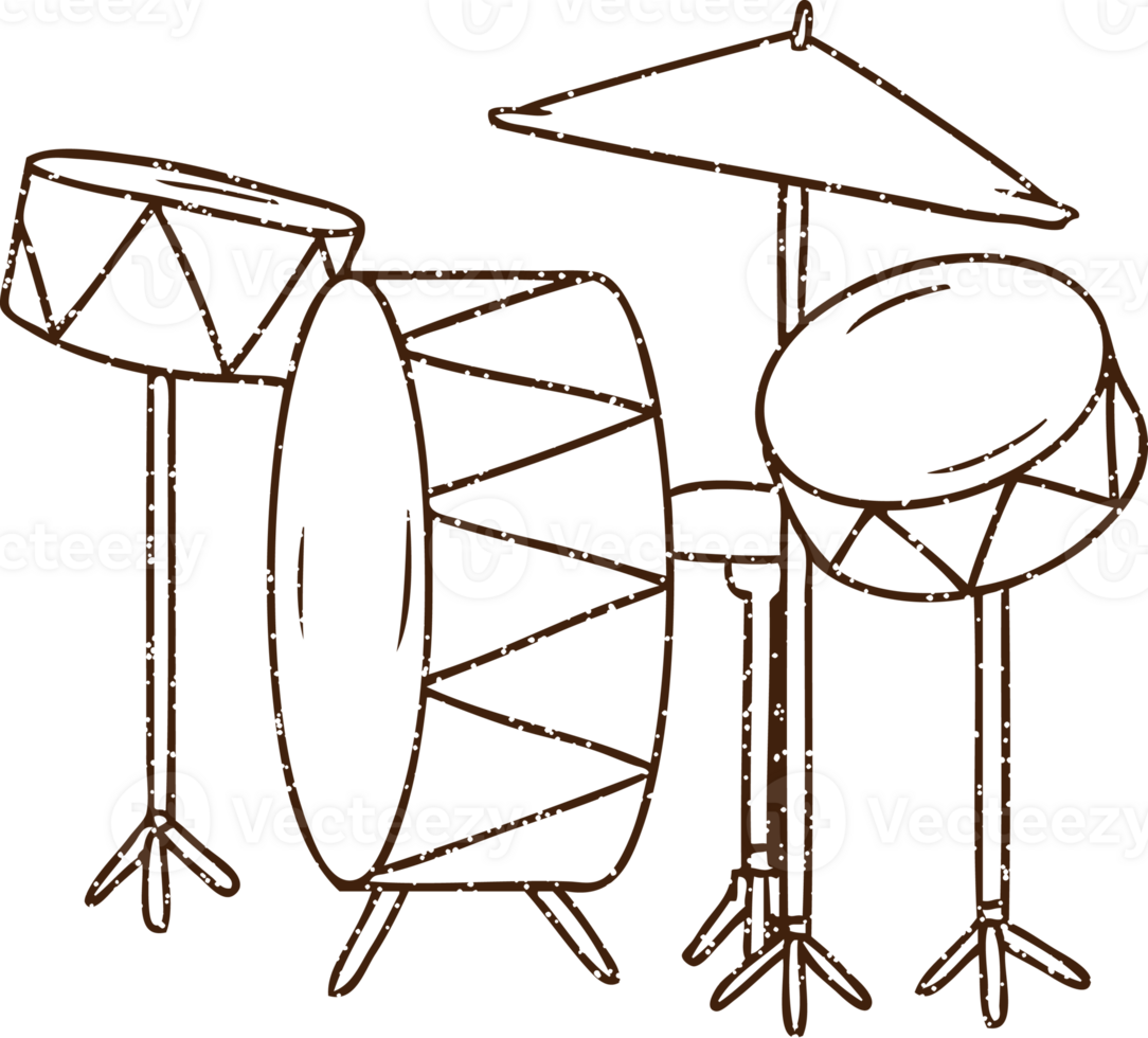 Drum Kit Charcoal Drawing png