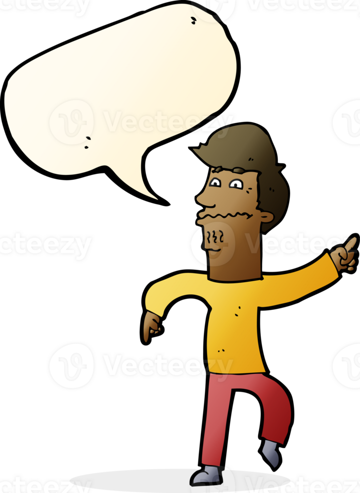 cartoon worried man pointing with speech bubble png