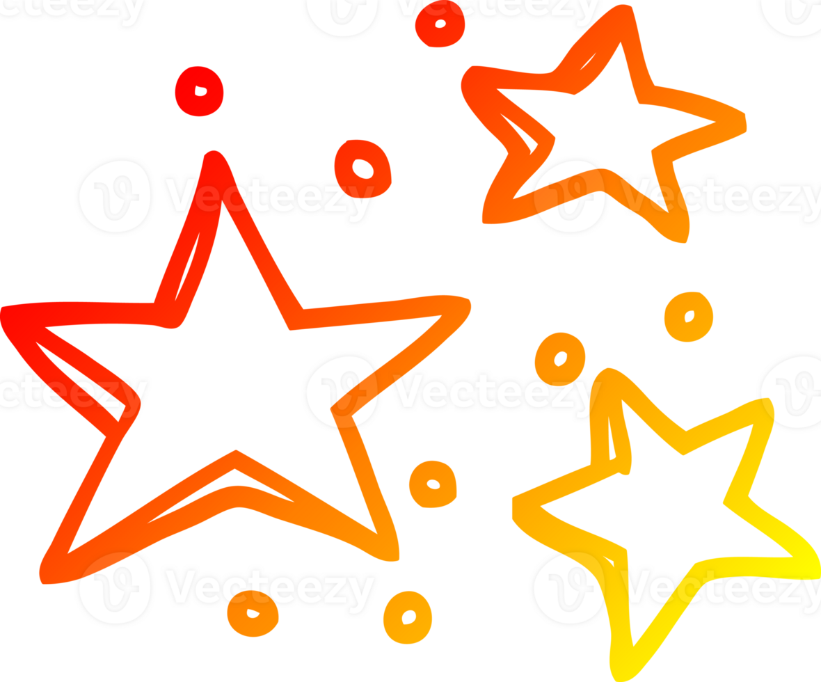 warm gradient line drawing of a cartoon decorative stars png