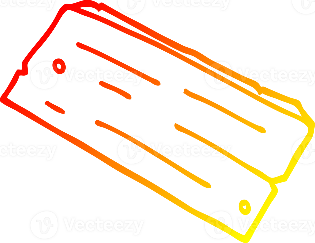 warm gradient line drawing of a cartoon plank of wood png