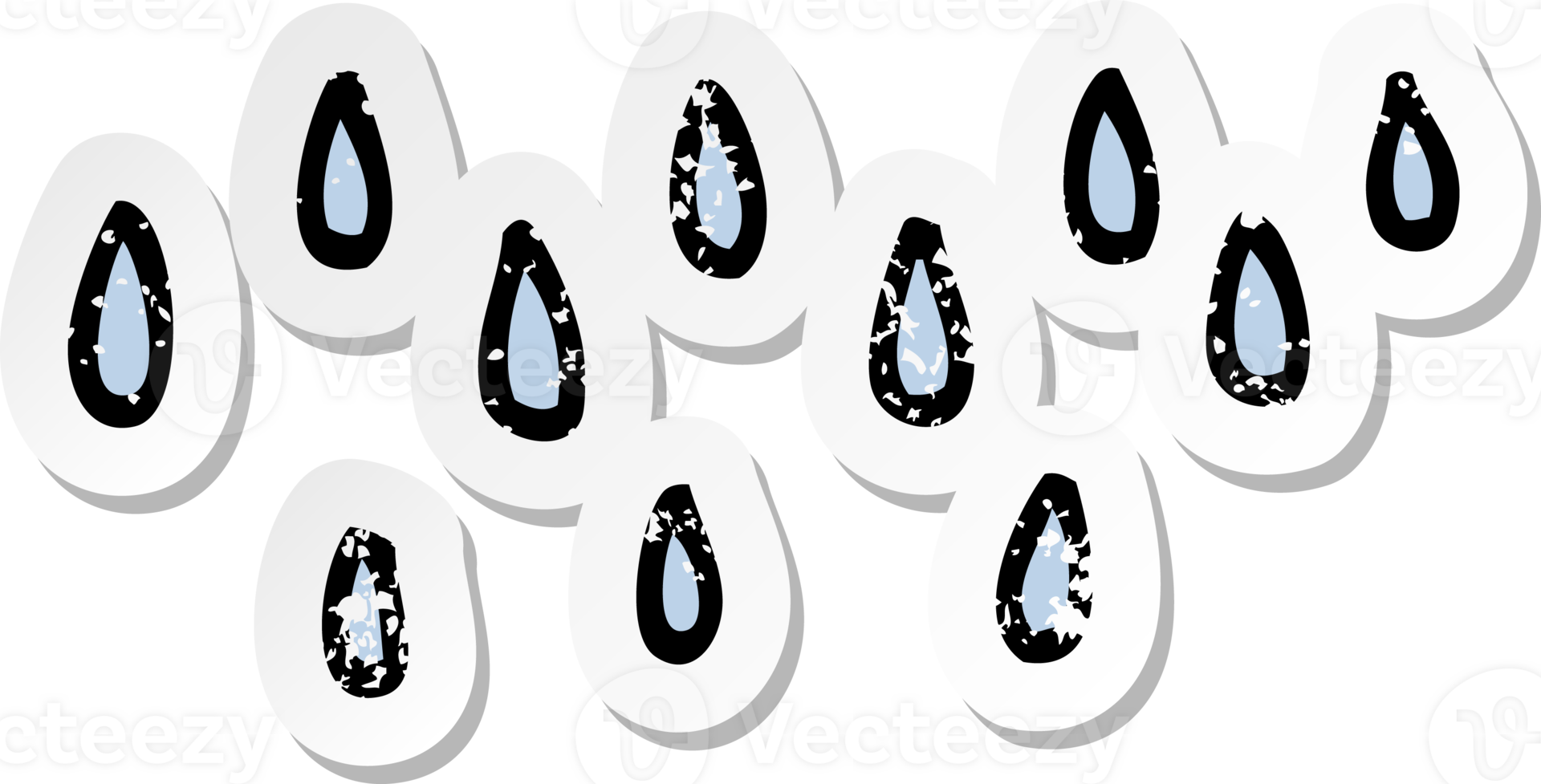 distressed sticker of a cartoon rain png