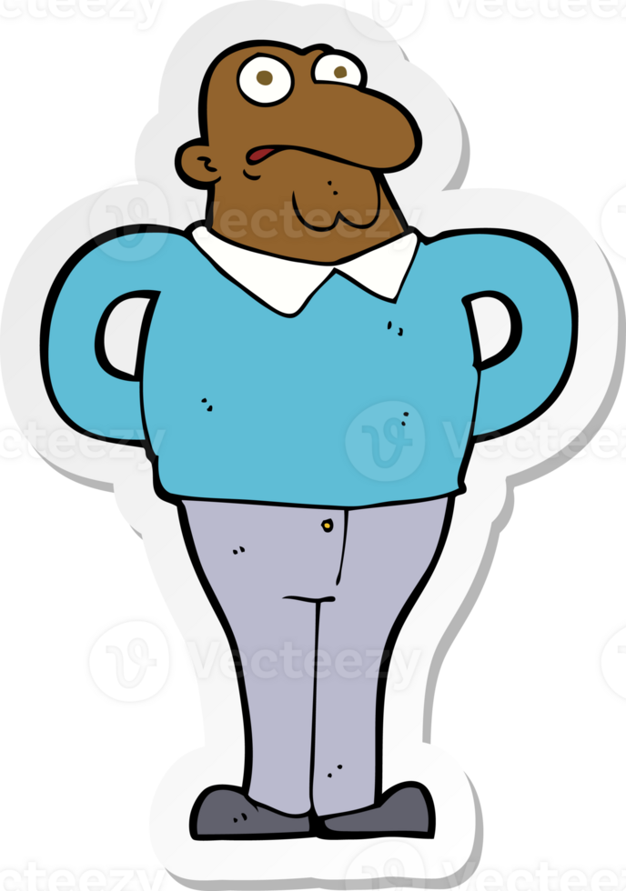 sticker of a cartoon worried man png