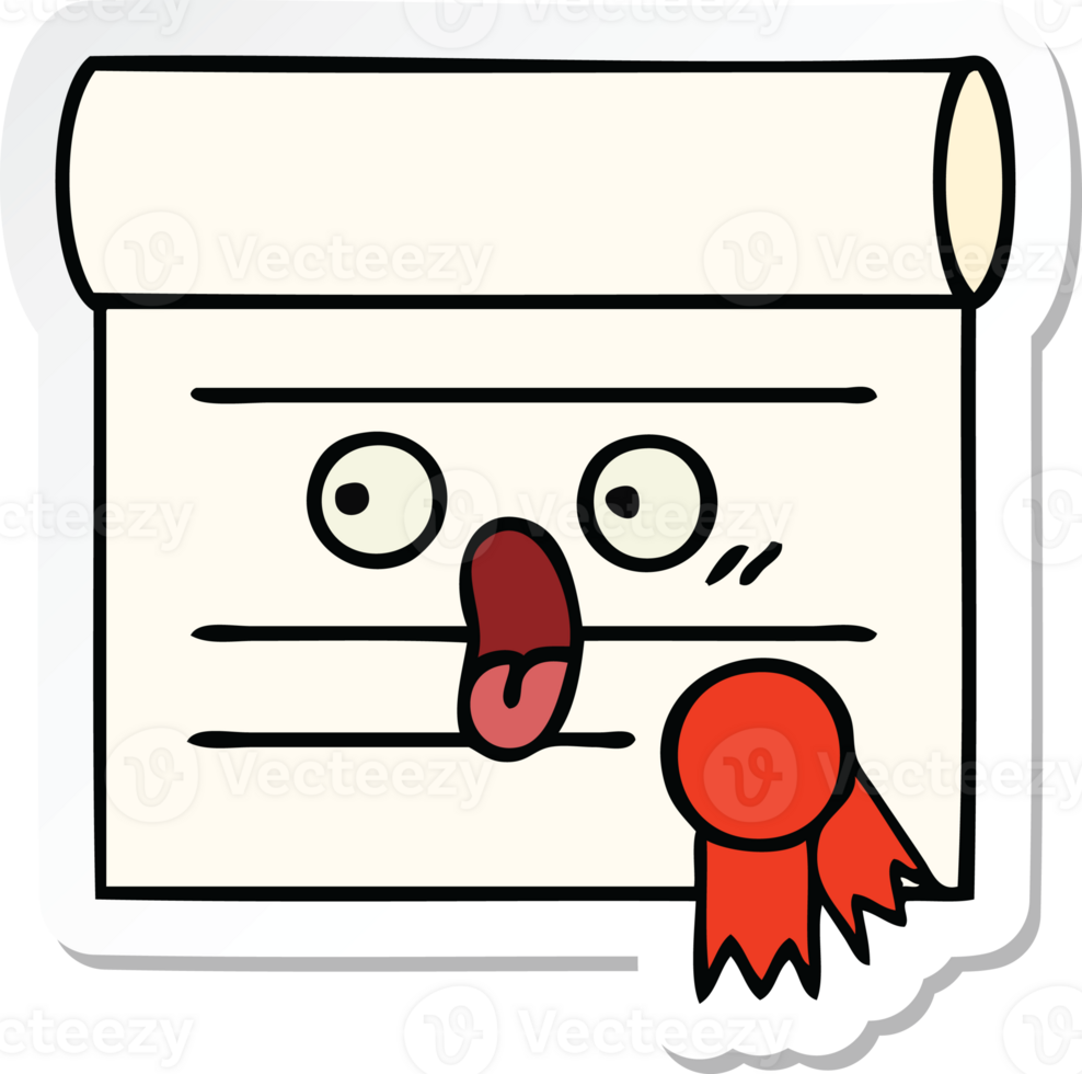 sticker of a cute cartoon certificate png