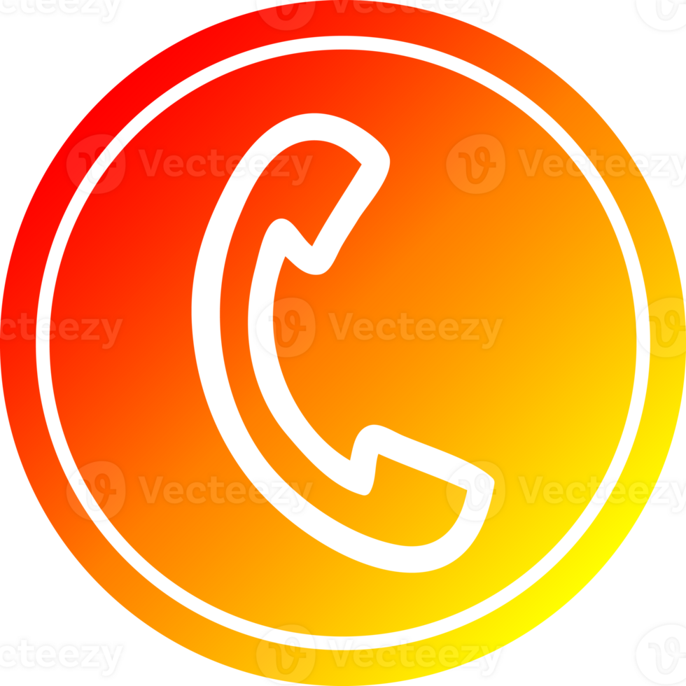 telephone handset circular icon with warm gradient finish png