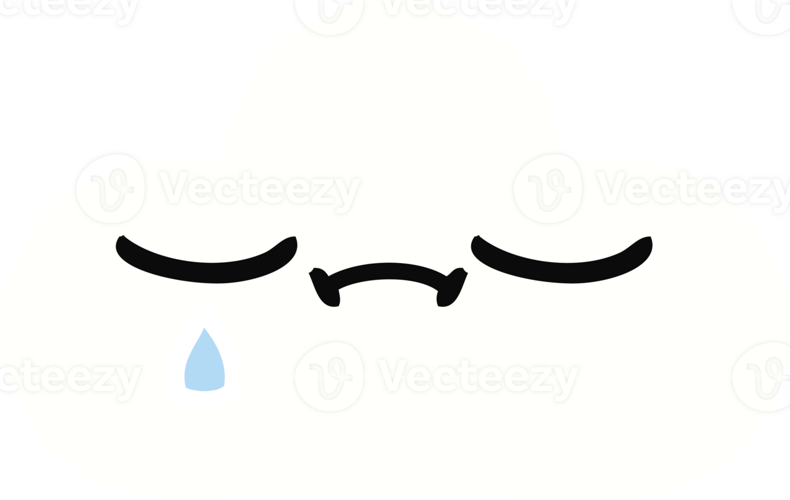 flat color retro cartoon of a sad cloud png