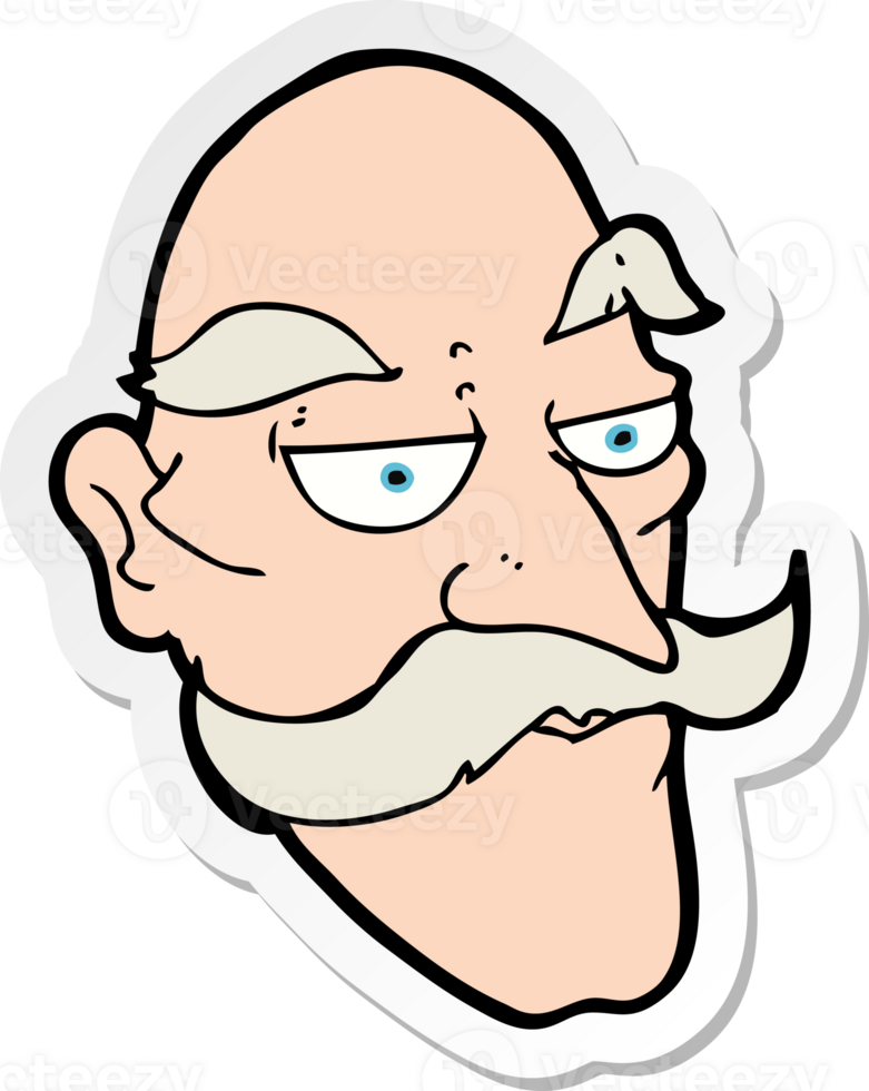 sticker of a cartoon old man face png