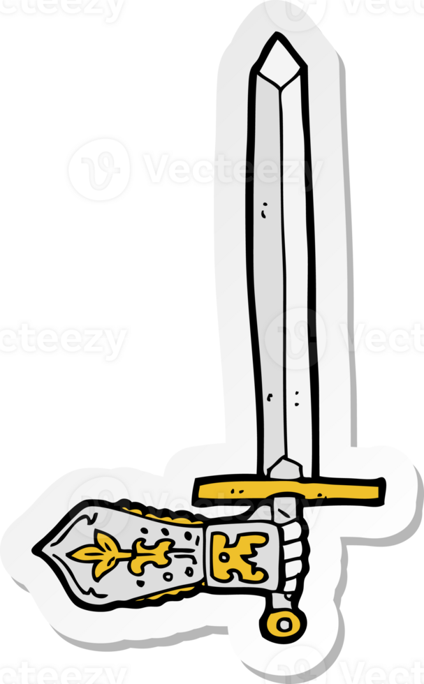 sticker of a cartoon sword and hand png