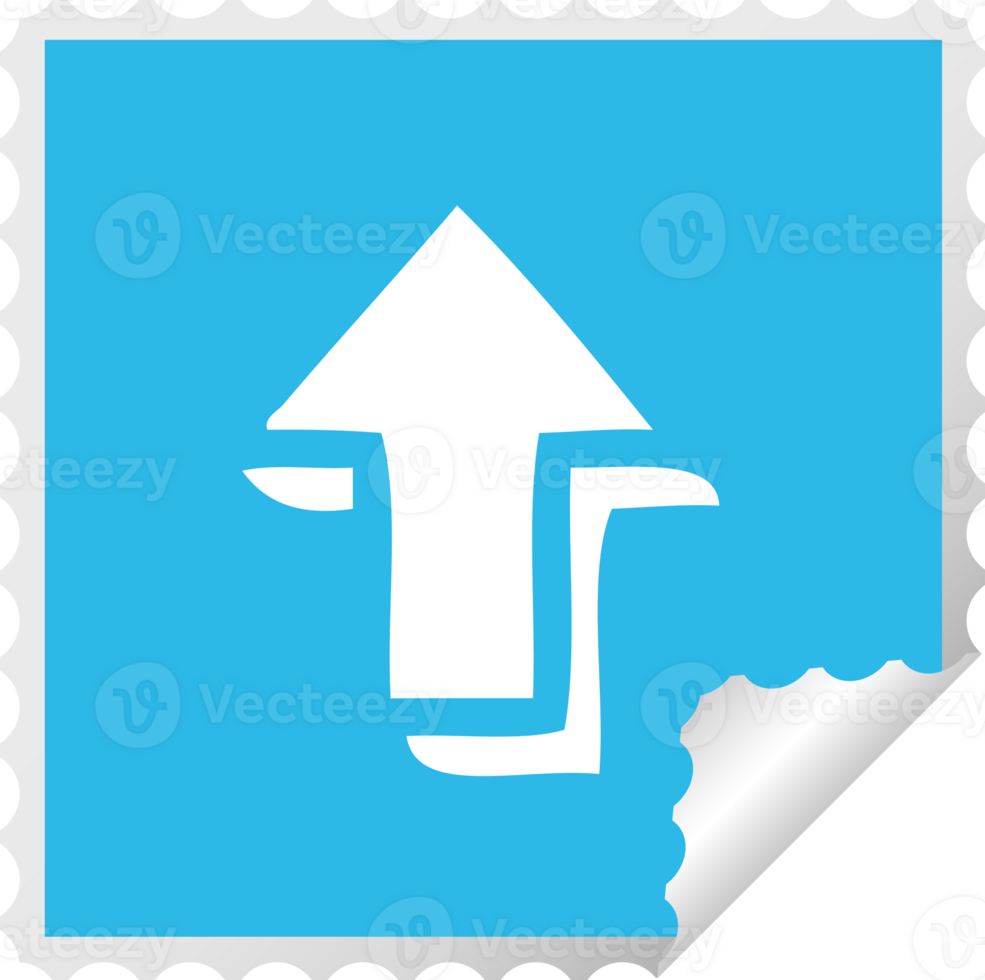 square peeling sticker cartoon of a pointing arrow png