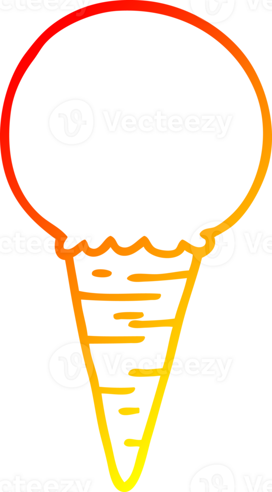 warm gradient line drawing of a cartoon ice cream cone png