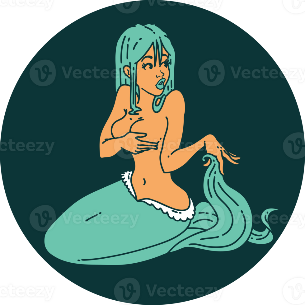 tattoo in traditional style of a mermaid png