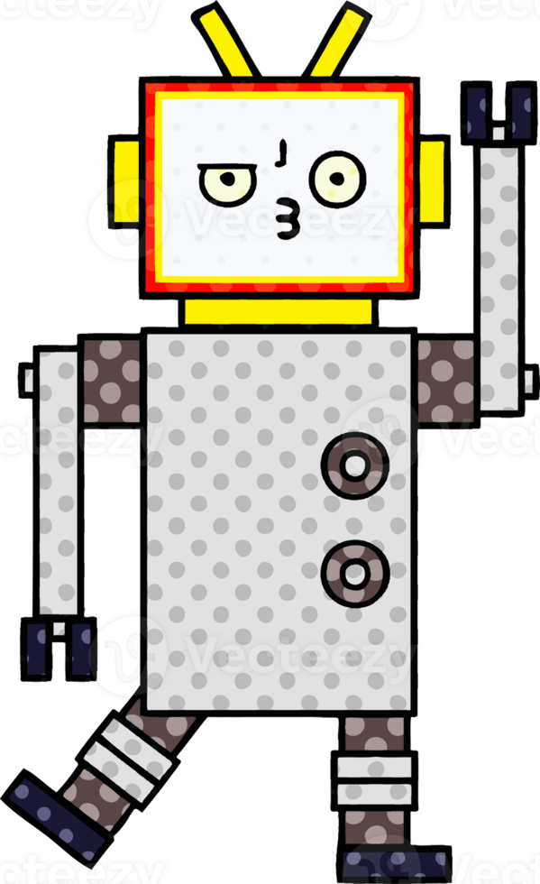 comic book style cartoon of a robot png