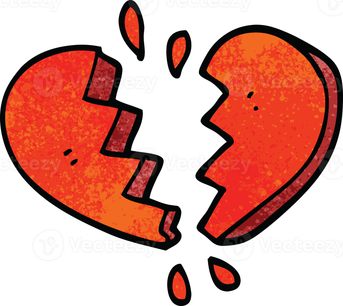 cartoon doodle broken heart png