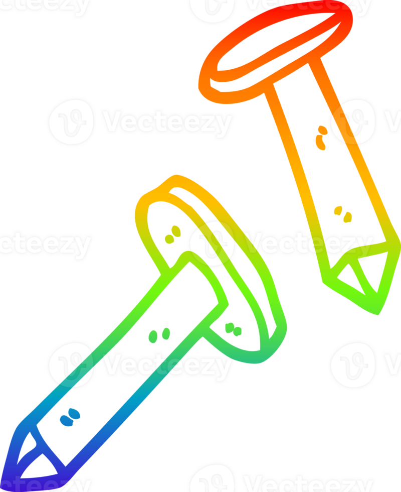 rainbow gradient line drawing of a cartoon nails png