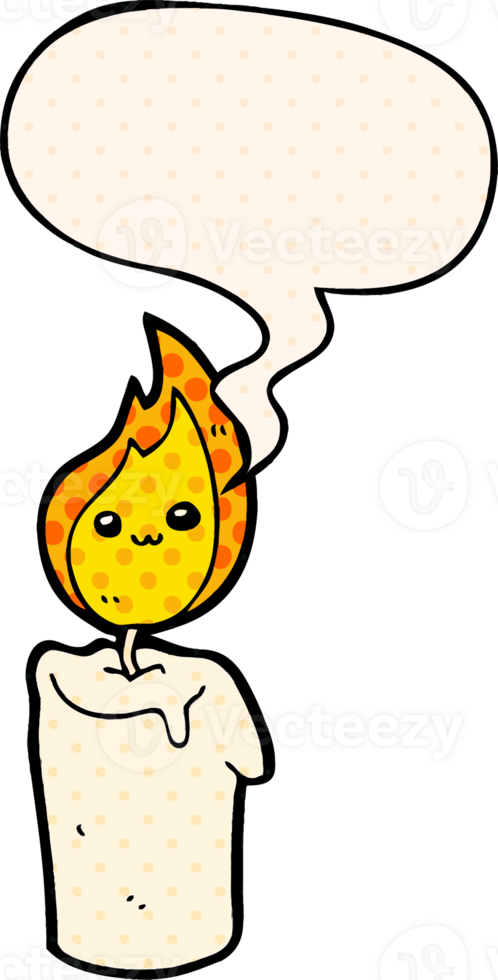 cartoon candle character with speech bubble in comic book style png