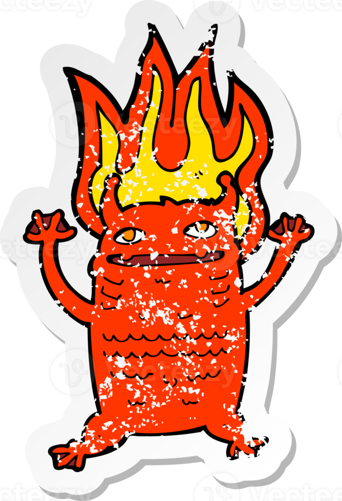 retro distressed sticker of a cartoon little monster png