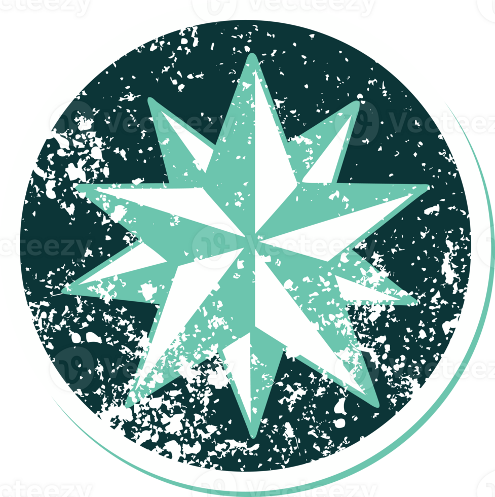 iconic distressed sticker tattoo style image of a star png