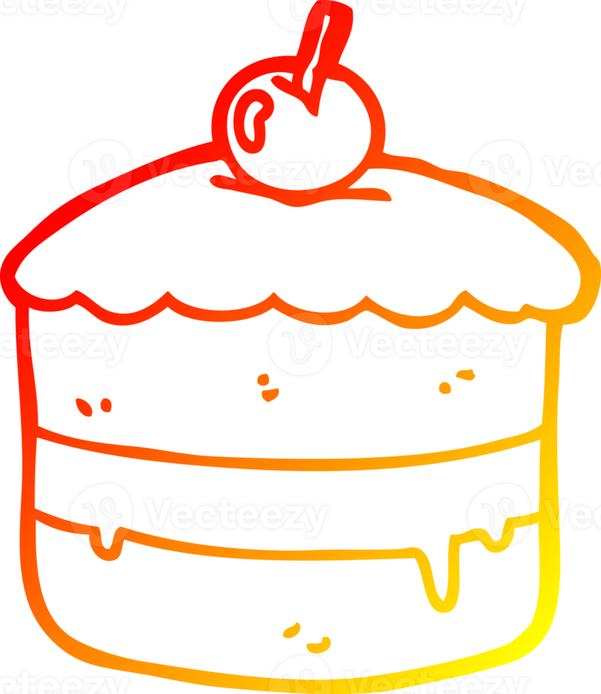 warm gradient line drawing of a cartoon cake png