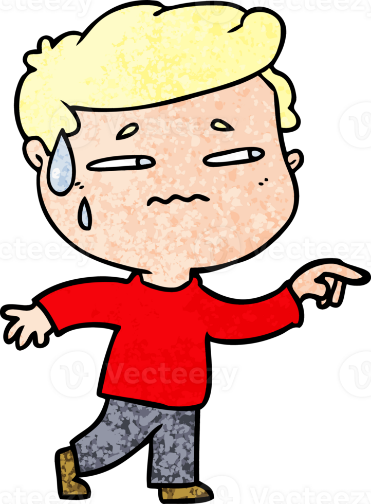 cartoon anxious man pointing png