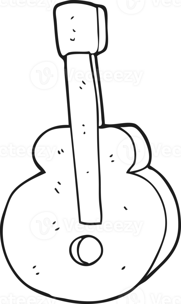 drawn black and white cartoon guitar png