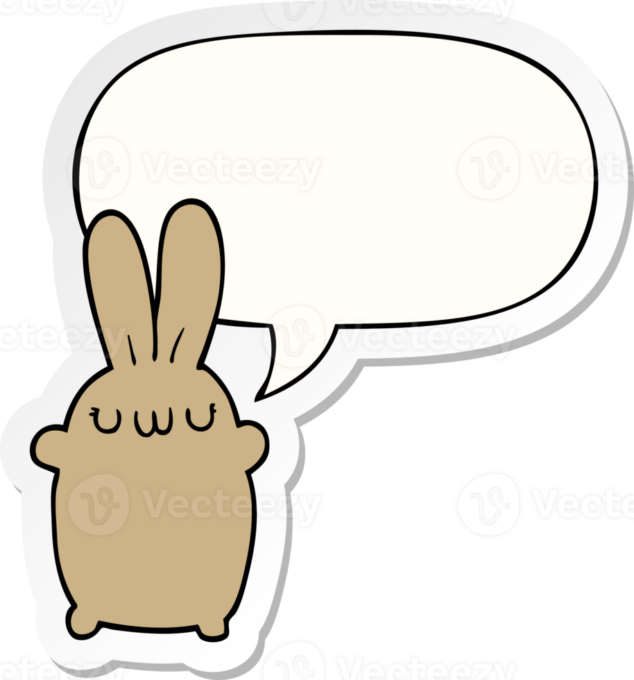 cartoon rabbit with speech bubble sticker png