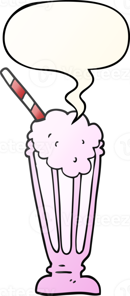 cartoon milkshake with speech bubble in smooth gradient style png