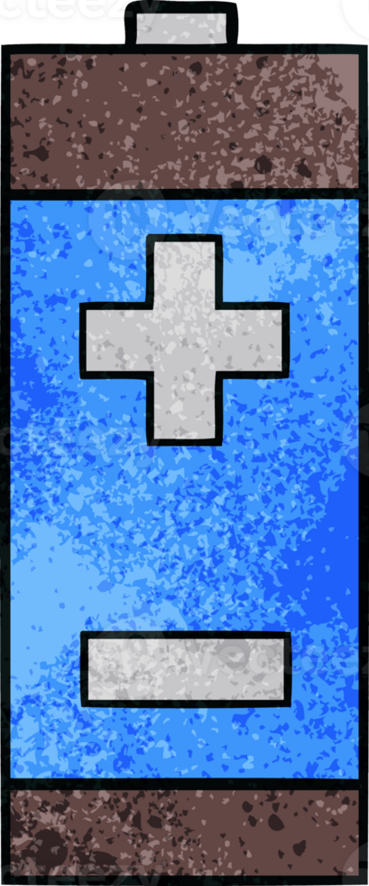 retro grunge texture cartoon of a electrical battery png
