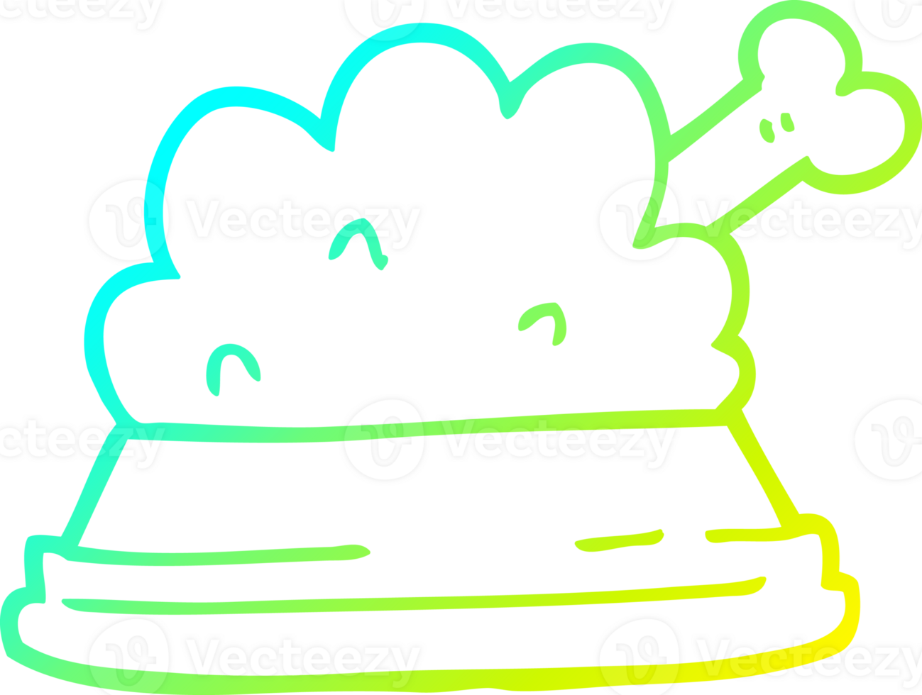 cold gradient line drawing of a cartoon pet food png