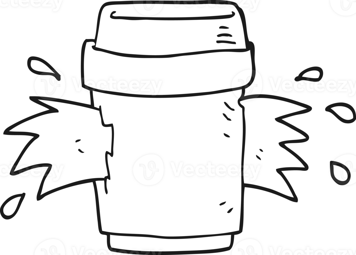 drawn black and white cartoon exploding coffee cup png