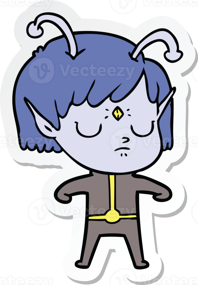 sticker of a cartoon alien girl png