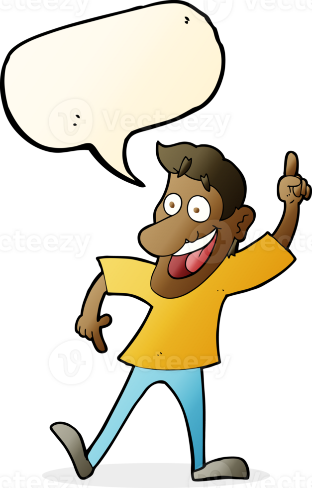 cartoon man with great idea with speech bubble png