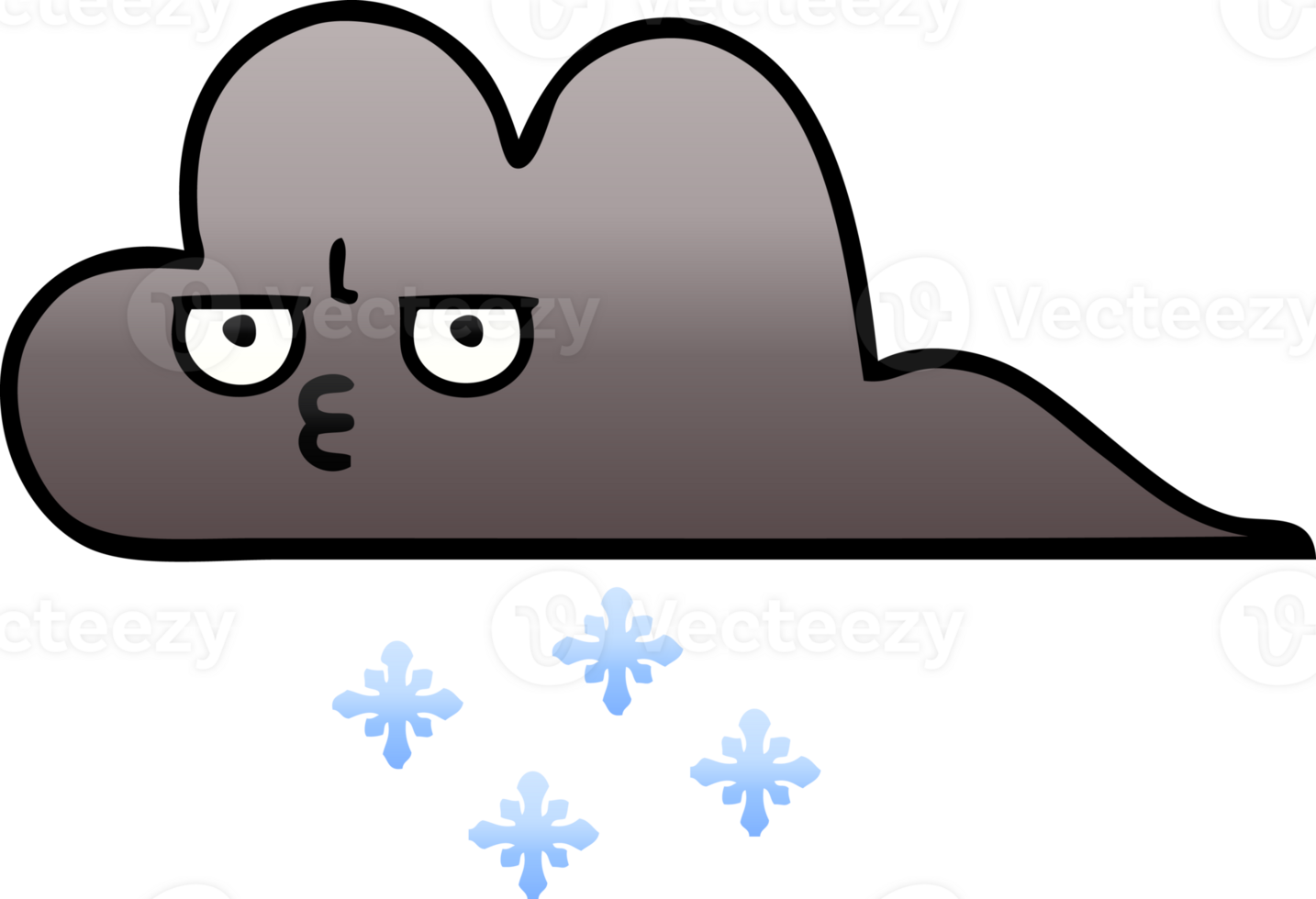 gradient shaded cartoon of a storm snow cloud png