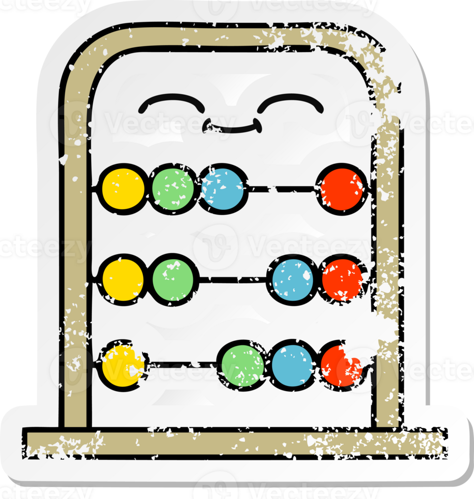 distressed sticker of a cute cartoon abacus png