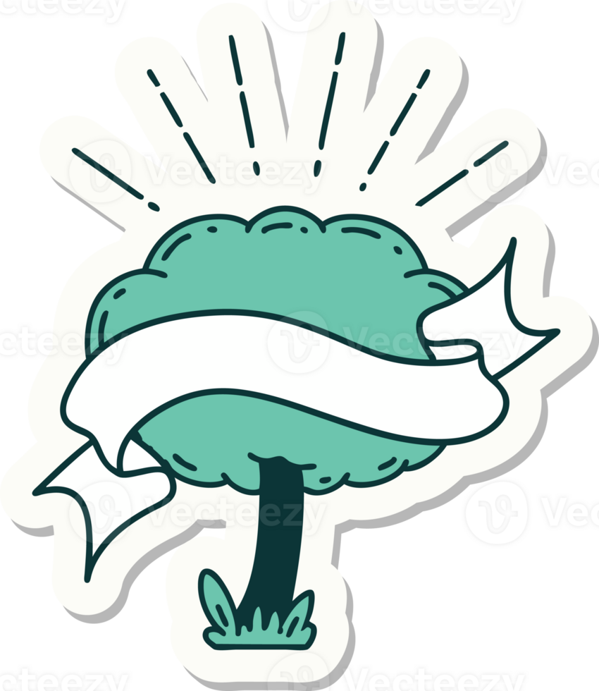 sticker of a tattoo style tree png
