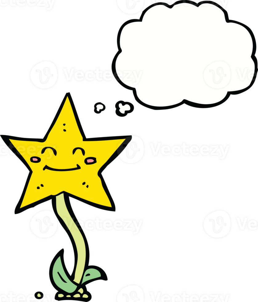cartoon star flower with thought bubble png