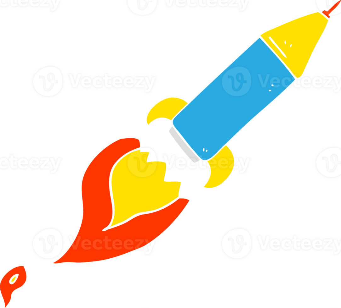 flat color illustration of rocket png