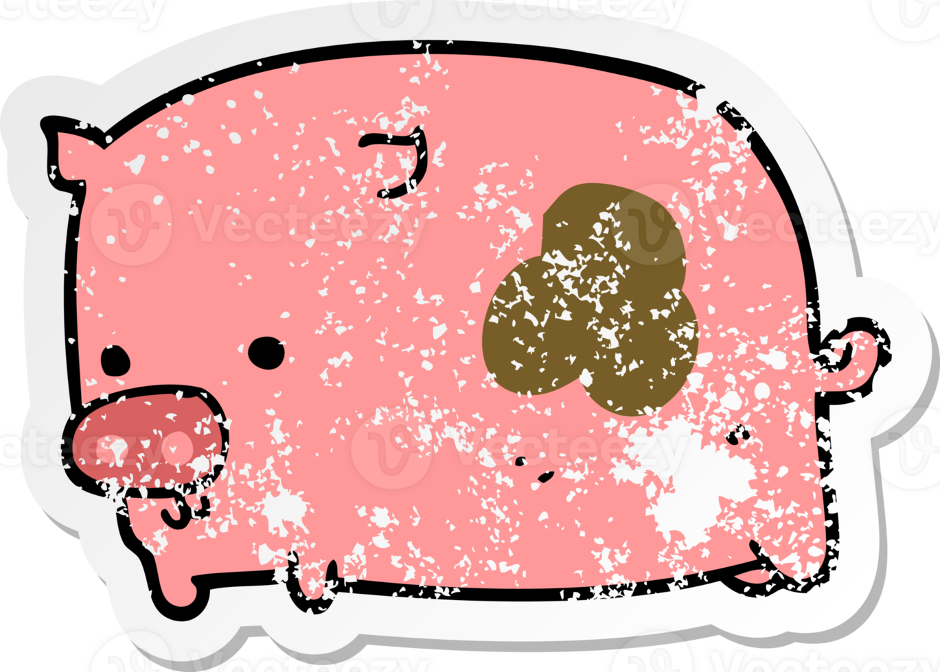 distressed sticker of a cartoon pig png