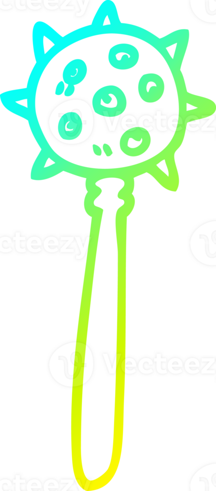 cold gradient line drawing of a cartoon medieval mace png