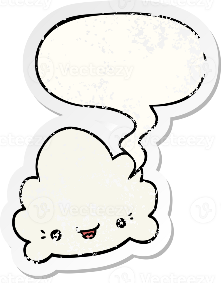 cartoon cloud with speech bubble distressed distressed old sticker png